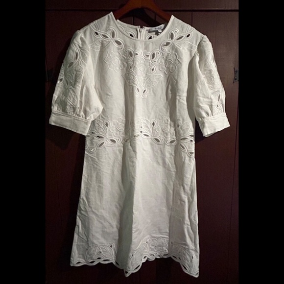 NWOT Derek Lam 10 Crosby Everett Eyelet Cotton Linen Mini Dress White Size 6 - Picture 4 of 15